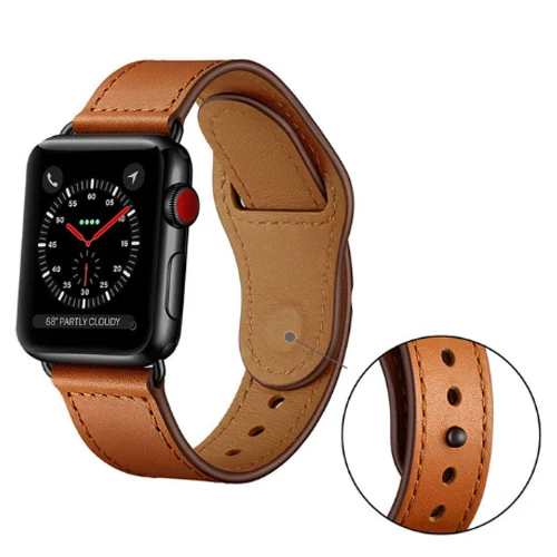 Из натуральной кожи петлевой ремень для apple watch, ремешок 42 мм, 38 мм, версия apple watch 4 44/40 мм для наручных часов iwatch серии 3/2/1 correa, сменный ремешок для наручных часов - Цвет ремешка: brown