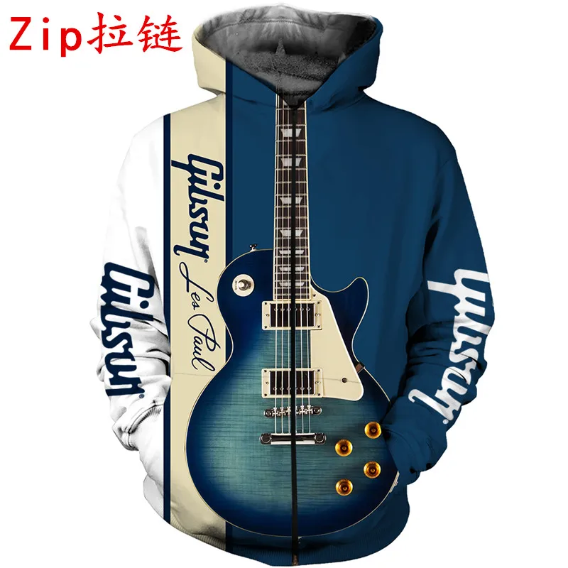 

Electric guitar blue and white 3D overall printing clothes new fashion men's and women's unisex casual sweatshirts