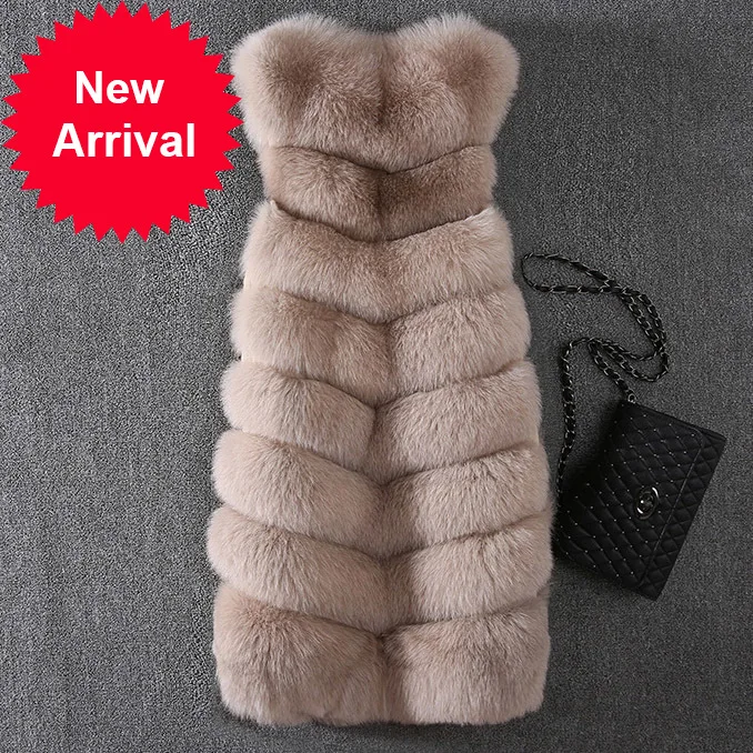 

Зимняя женская теплая длинная куртка T18005 из натурального Лисьего меха, жилет, пальто для девочек, Женская куртка, пальто