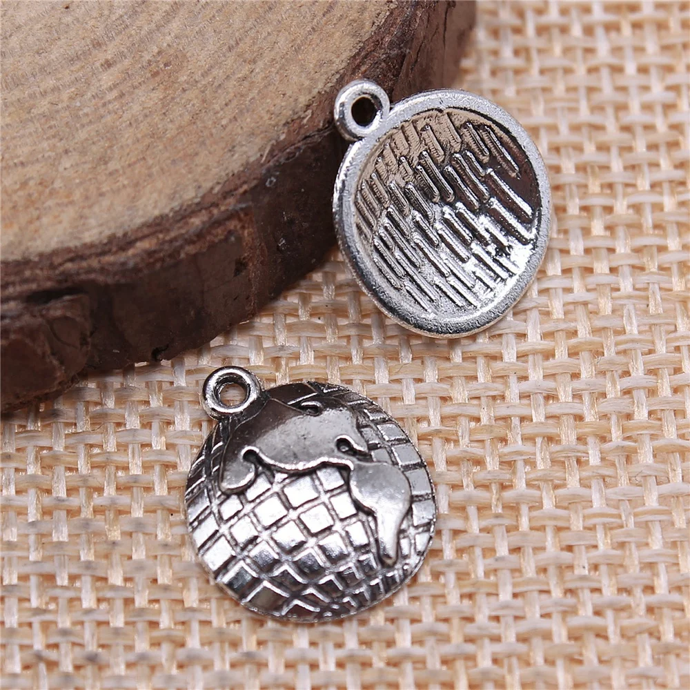 

free shipping 65pcs 16x13mm antique silver Earth charms diy retro jewelry fit Earring keychain hair card pendant accessories