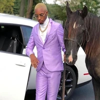 2022 latest custom made shiny satin mens purple suits 2 pieces groomsmen wedding bridegroom tuxedos formal wear blazer slim fit