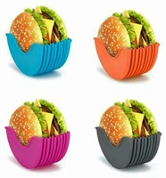 4pcs colorful hamburger shell plastic holder sandwich bread display stand plate food holder tortilla roll stand