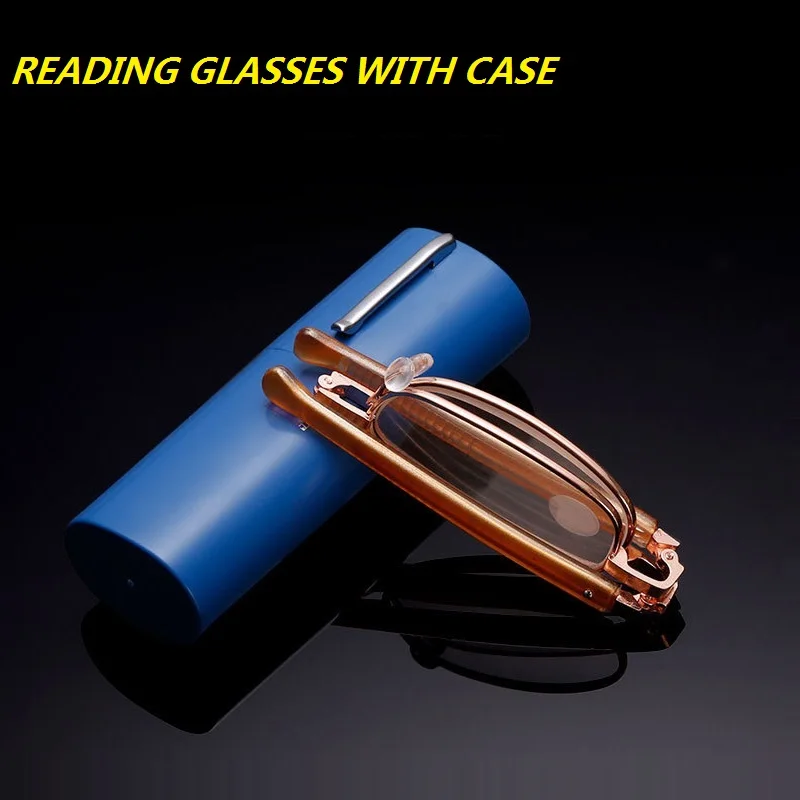 

Metal Foldable Reading Glasses Folding Presbyopic Glasses With Case Women Men Computer Eyeglasses 1.0 1.5 2.0 2.5 3.0 3.5 4.0