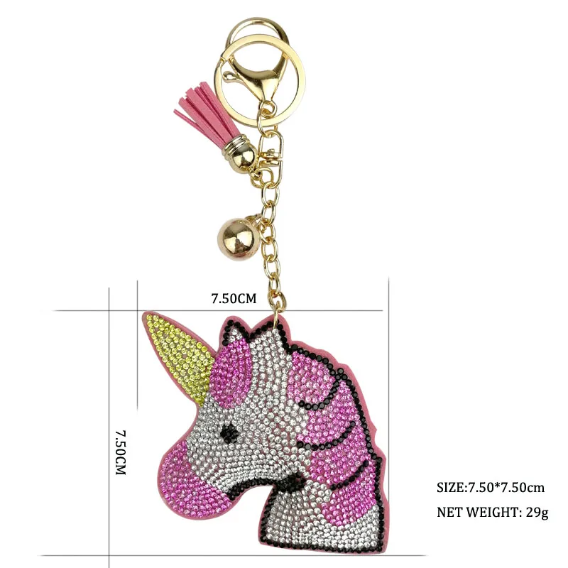 Новинка 2019 креативный большой единорог с полным кристаллом брелок для ключей со