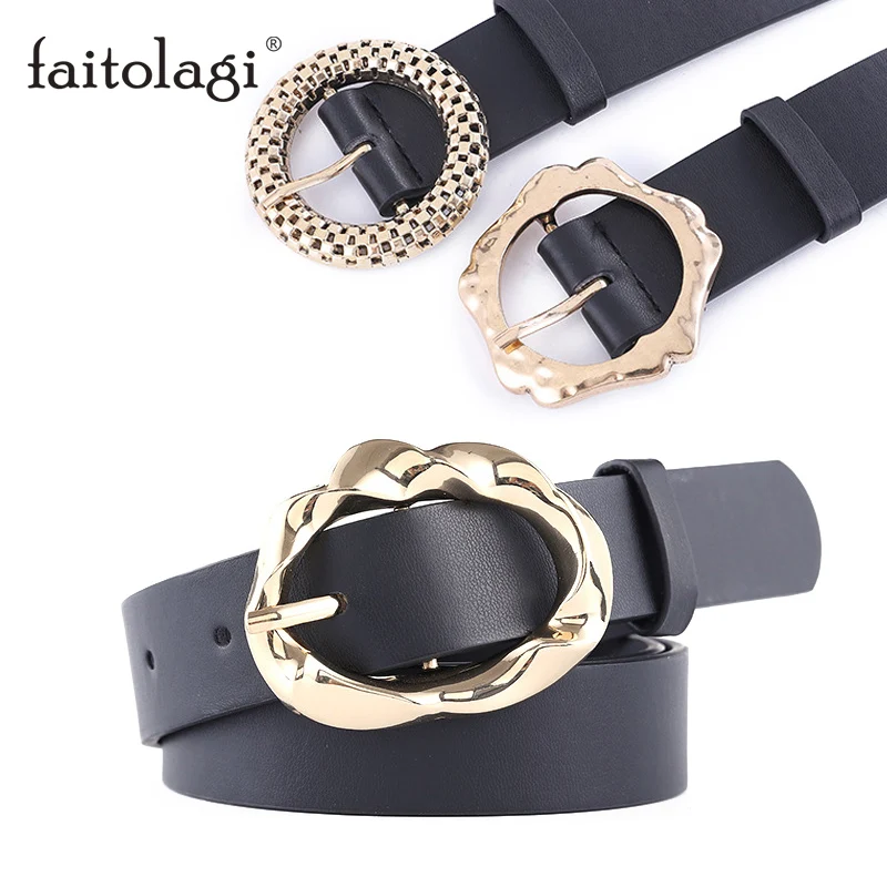 Дизайнерский ремень с золотой пряжкой и широкой талией для женщин из