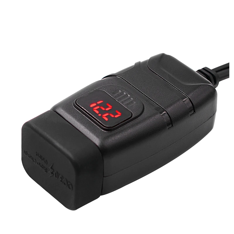 Red LED Lmodri мотоцикл, встроенная в транспортное средство Зарядное устройство Водонепроницаемый двойной QC 3,0 Быстрая зарядка 12V телефонное Зарядное устройство переключатель вольтметра адаптер - Цвет: Red LED