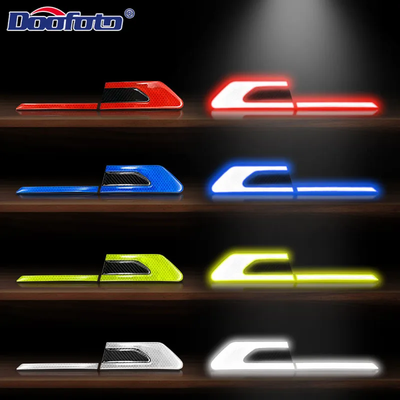 Doofoto 2pcs 3D Car Reflective Sticker Tape Fender Leaf Board Warning Bumper Strip Safety Reflector Decoration Universal | Автомобили и
