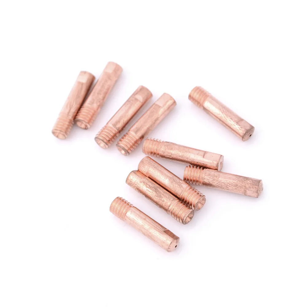 

ZLinKJ 10pcs 15AK-0.8mm Weld Torch Contact Tips Mig Mag Welding Gas Nozzle Gold