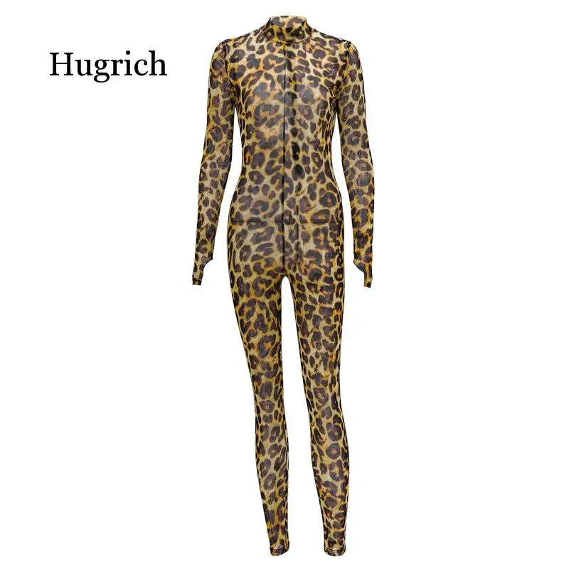 Женский комбинезон с леопардовым принтом новый сексуальный круглым вырезом и