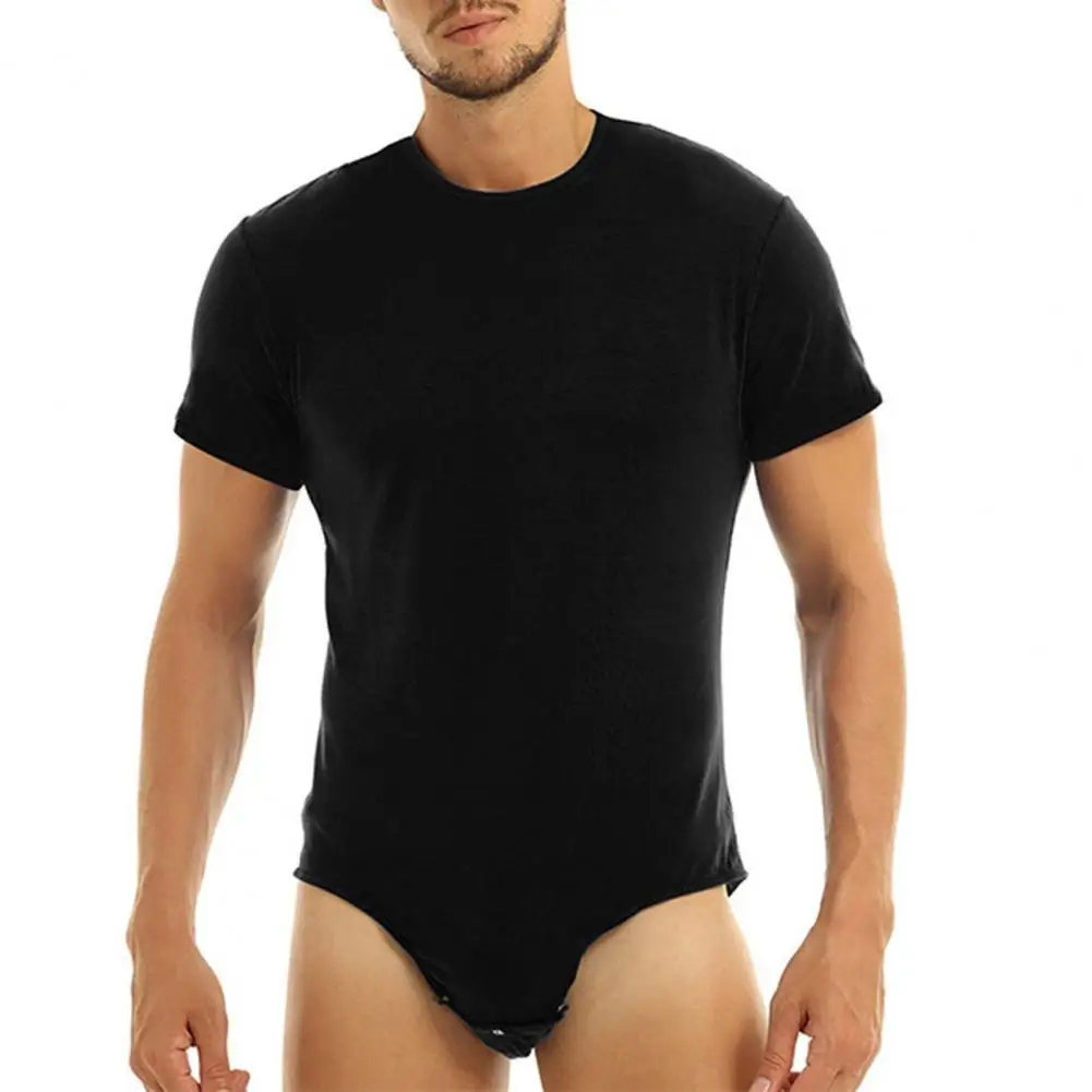 

Men Fashion Bodysuit T Shirts Summer Sexy Pajamas Bodybuilding Short Sleeve Solid Color Crew Neck Men One Piece Underwear Romper