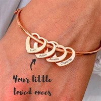 fils custom bracelet for women engraving name heart women gold pendant bracelets personalized stainless steel diy jewelry gift