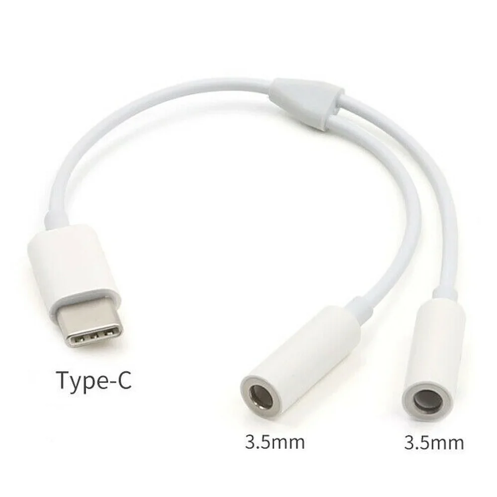 

13cm USB 3.1 Type C adapter cable splitter to 2x 3.5mm headphone tray