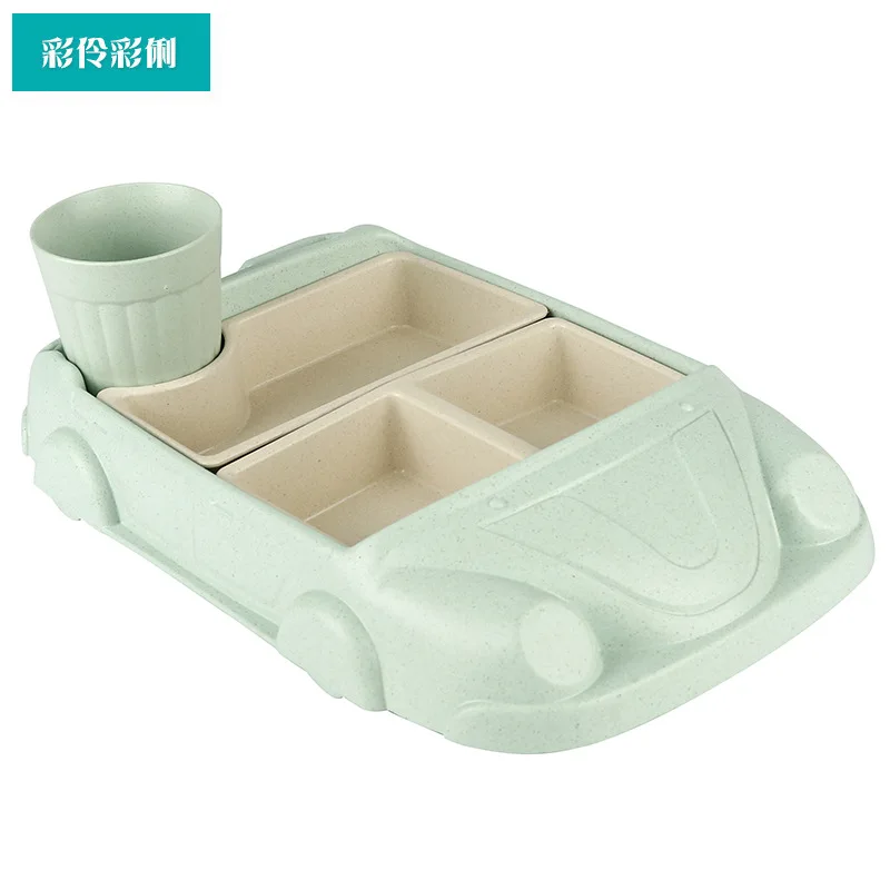 Бамбуковая ткань детский набор посуды детская тарелка мультяшный самолет машина