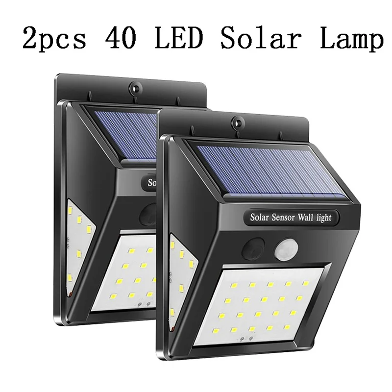 2pcs 40 LED 30/40 светодиодный солнечный Мощность лампа движения PIR Сенсор 1/2/4 шт. Солнечный садовый светильник на открытом воздухе Водонепроницаемый энергосберегающий светильник Настенный безопасности лампа - Испускаемый цвет: 2pcs 40 LED