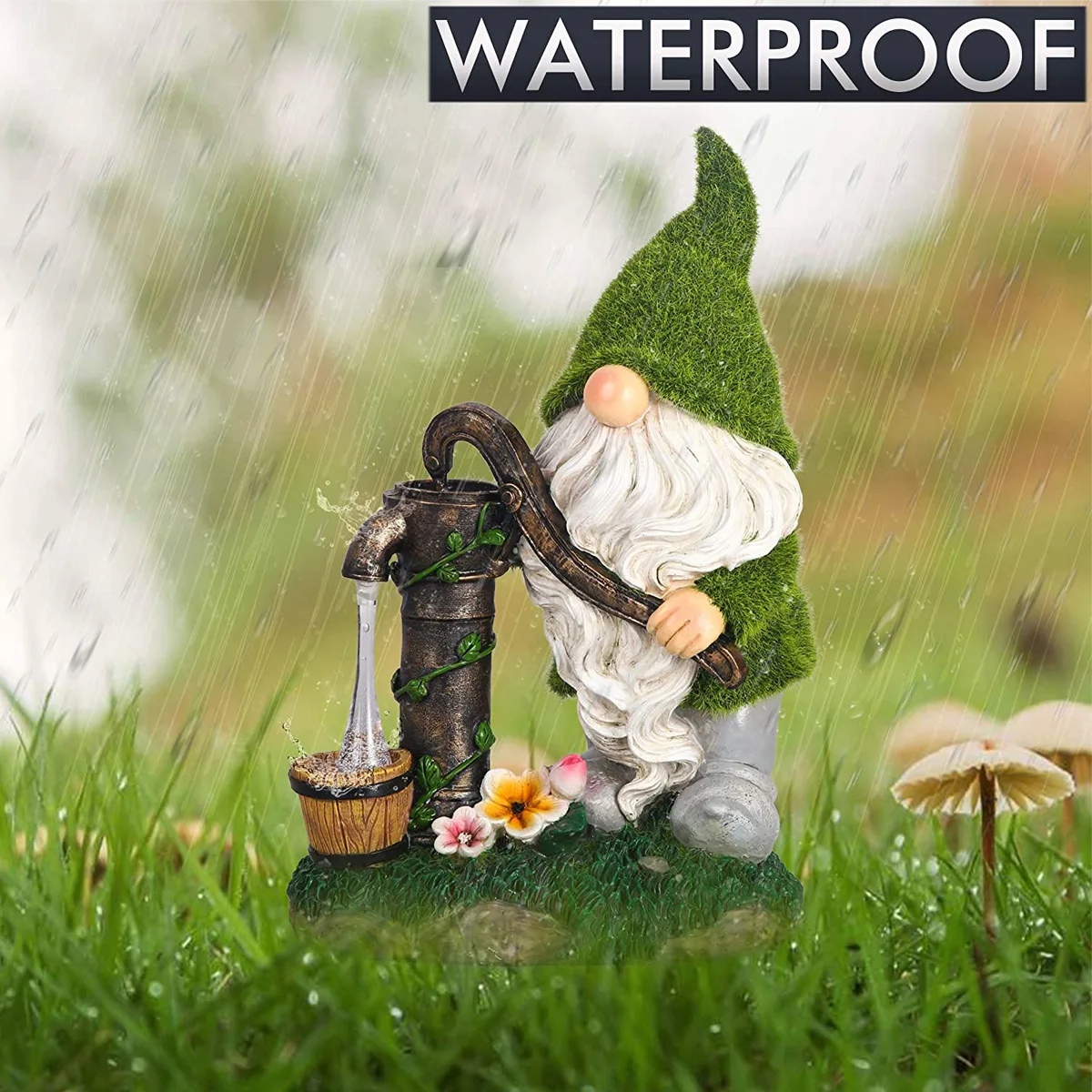 

Resin Cute Garden Gnome Statue Sculptures Solar LED Lights Decoration For Outdoor Garden Ornament PLDI889