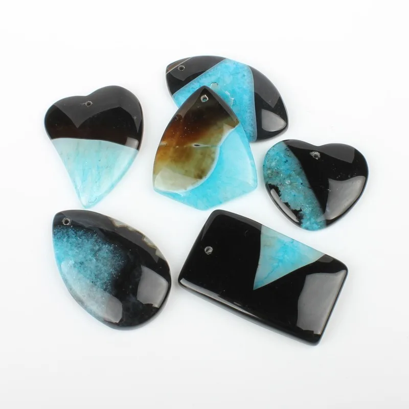 

5pc/bag Natural Stone Agate Pendant Smooth Agate Pendant Mixed Color Natural Agate Irregular DIY Necklace Jewelry Accessories