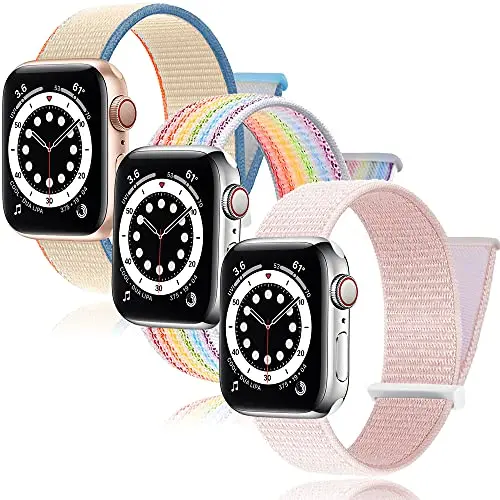 Adjustable Nylon Velcro Sport Band Compatible for Apple Watch 38/40mm 42/44mm Braided Weave Replacement Strap for iWatch Series