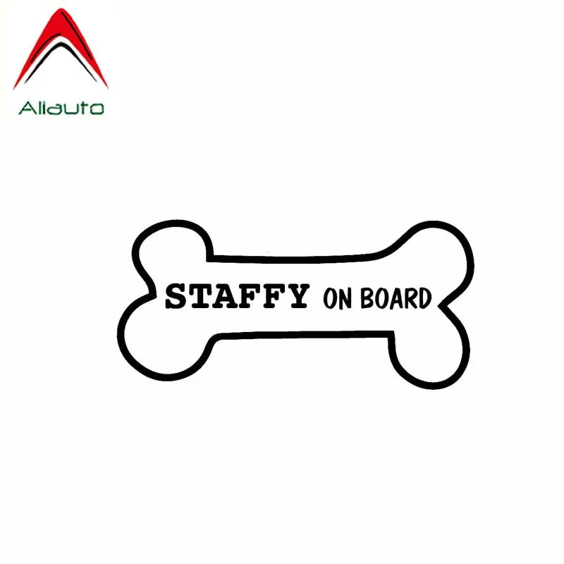 

Aliauto Creative Funny Car Sticker Dog Bone Pet Lover Staffy on Board Vinyl Waterproof Sunscreen Decal Black/Silver,14cm*6cm