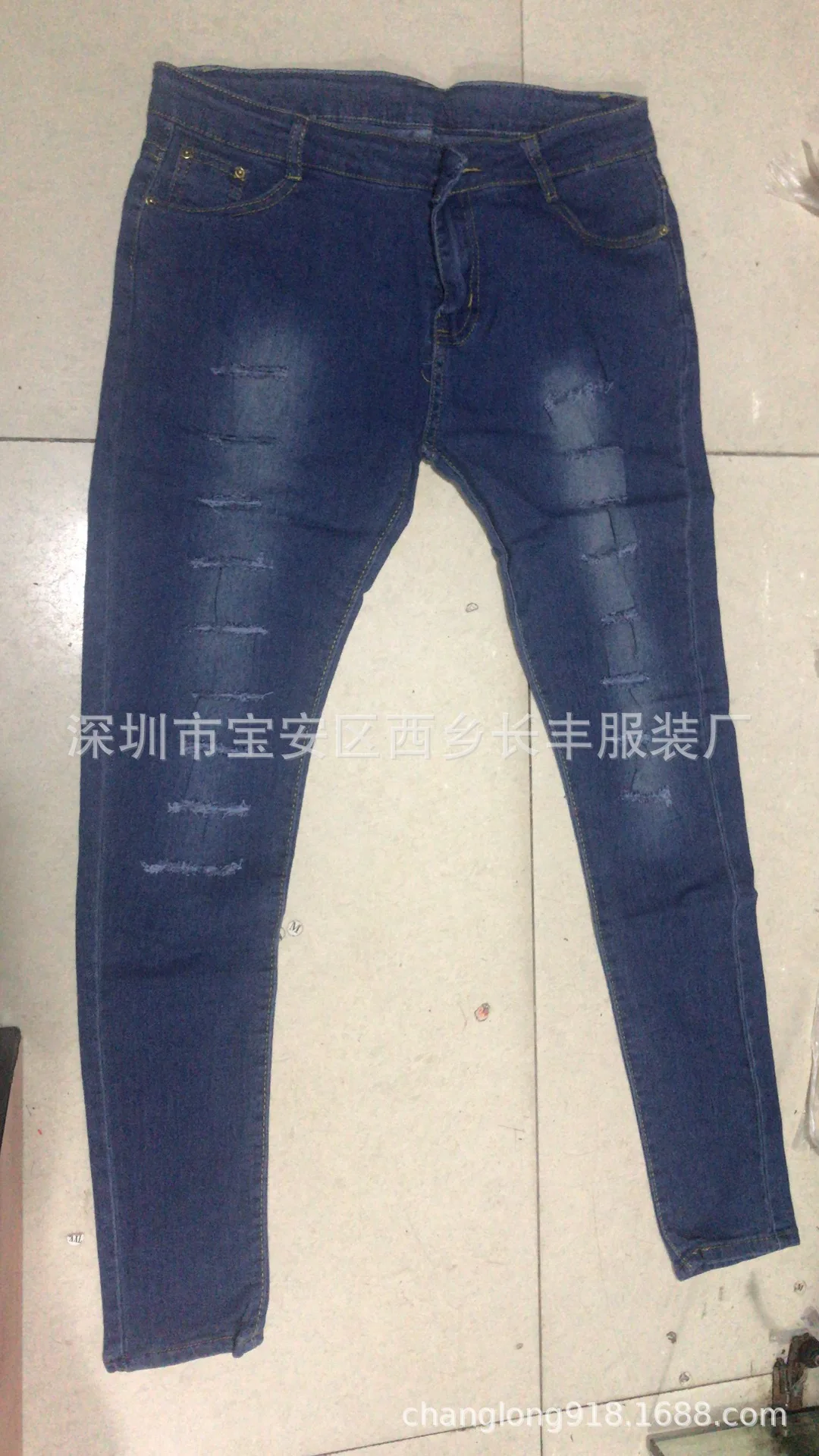 

New high perforated jeans washing pants women's wear