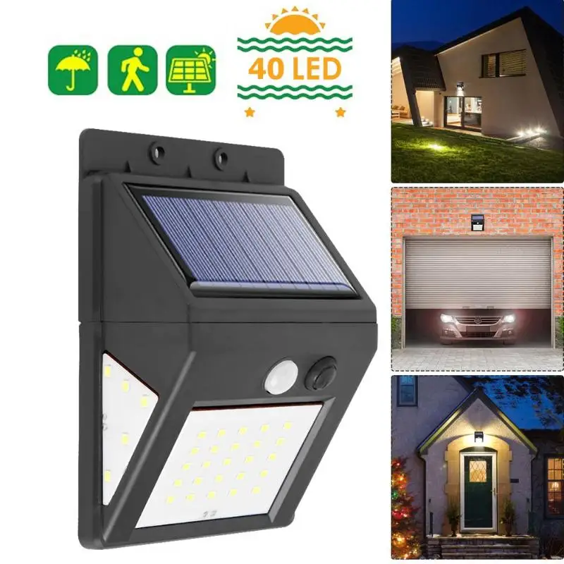 3 режима 30/40 / 60led Сплит солнечный светильник Открытый PIR датчик движения настенный