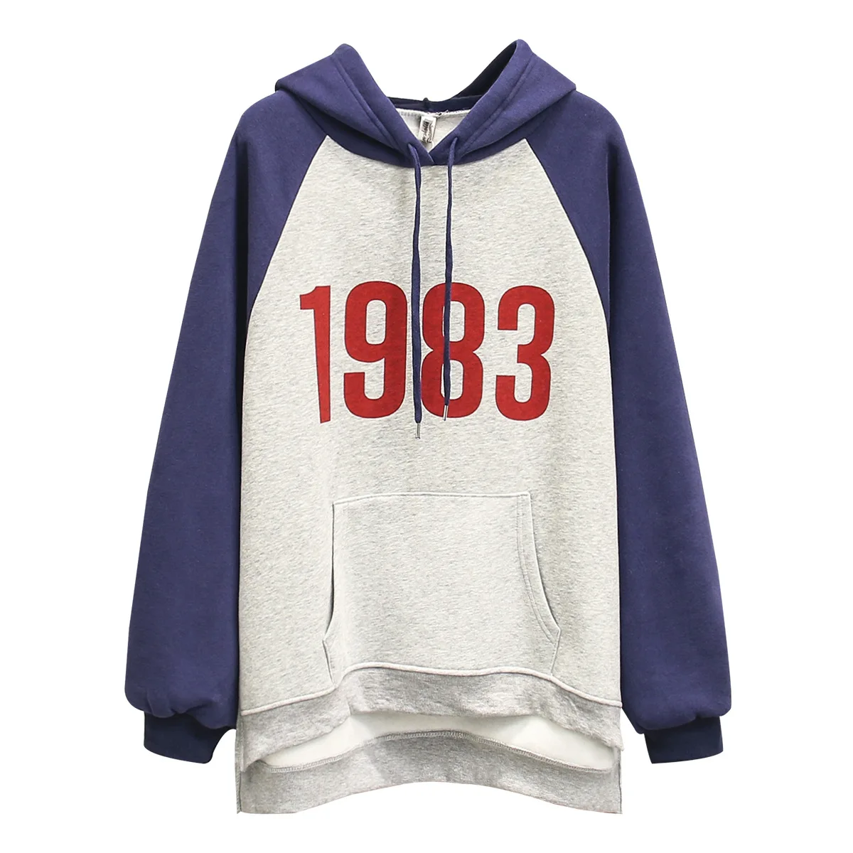 Женская толстовка с капюшоном свободного покроя контрастных цветов | одежда