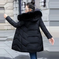 fashion european black womens winter jacket big fur hooded thick down parkas female jacket warm winter coat for women 2021 new