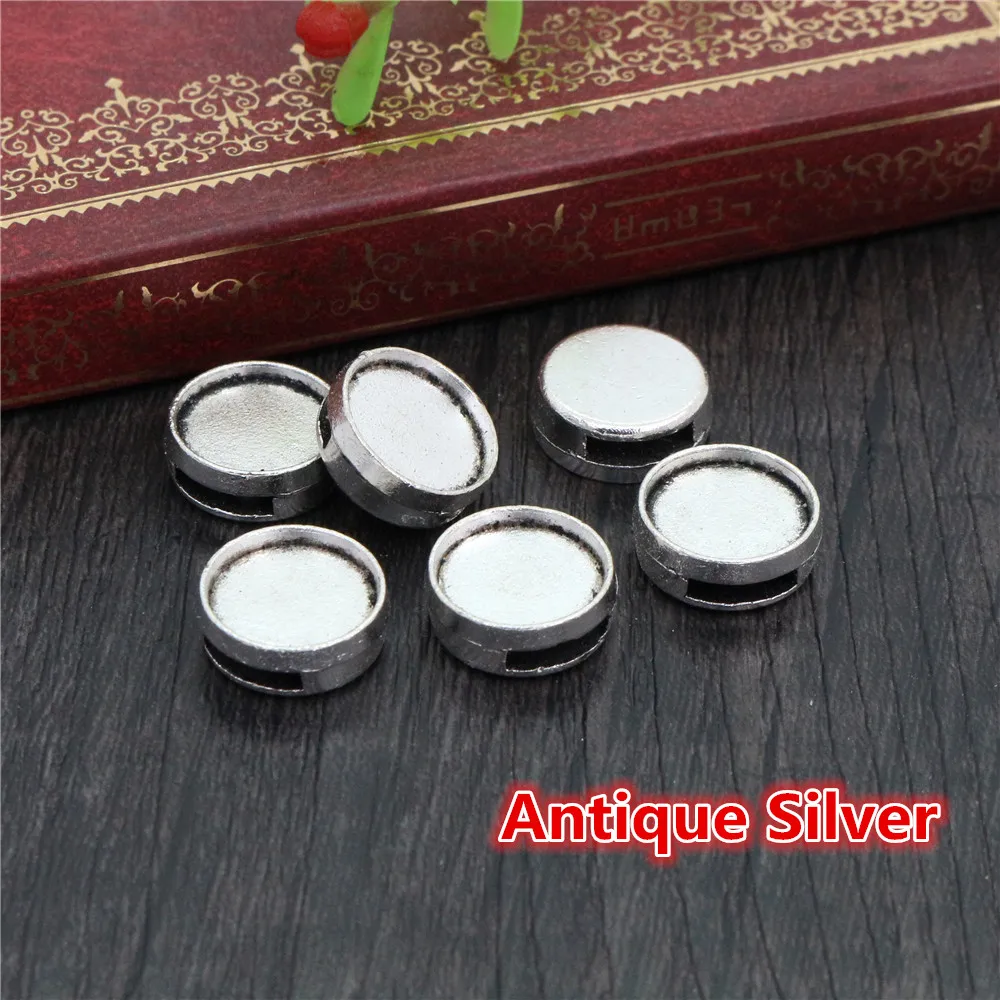 Antique Silver 16 шт 12 мм Внутренний Размер 6 цветов модный стиль кабошон базовая Камея Подвески для 8 мм кожаный браслет - Цвет: Antique Silver