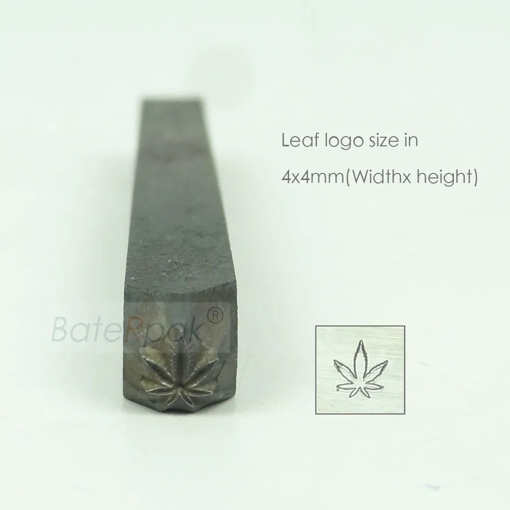 BateRpak Leaf logo 4 мм DIY штамп для ювелирных изделий, ручной удар штампы инструменты, браслет металлический штамп, изделия на заказ