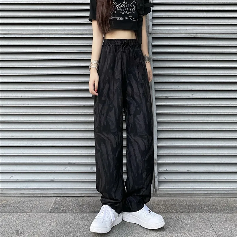 

Summer Thin Women's Clothing Tie-dye Pants Loose Thin Wide Legs Casual High Waist Straight Full Length Korean New Style