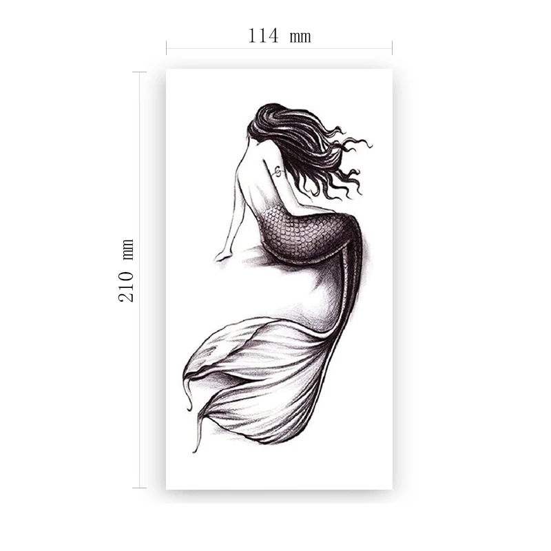 

Waterproof Temporary Tattoo Sticker Black Mermaid English Alphabet Design Fake Tattoos Flash Tatoos Arm Body Art for Women Men