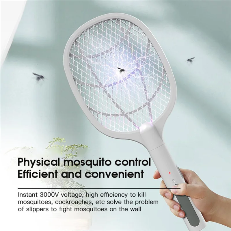 

3000V Electric Insect Racket Swatter Zapper USB Rechargeable Mosquito Swatter Kill Fly Bug Zapper Killer Trap