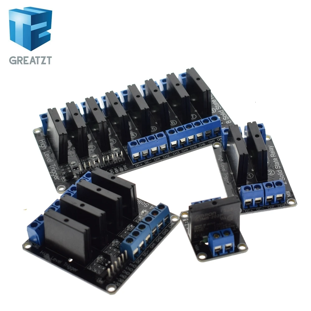 GREATZT 1 шт. 1 2 4 8 канальный 5 В DC релейный модуль твердотельный высокий уровень SSR AVR DSP G3MB-202P реле для Arduino