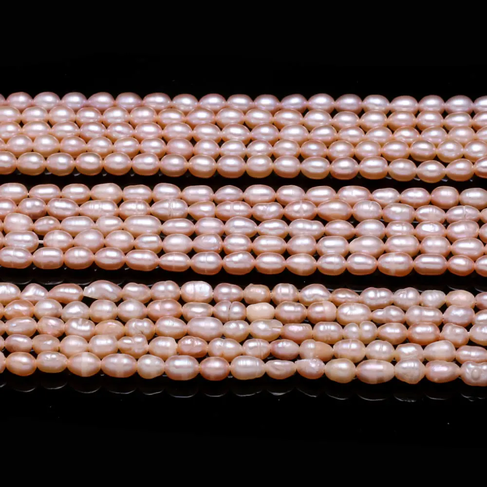 Бусы из натурального пресноводного жемчуга розовый высокое качество A-AAA рисовый