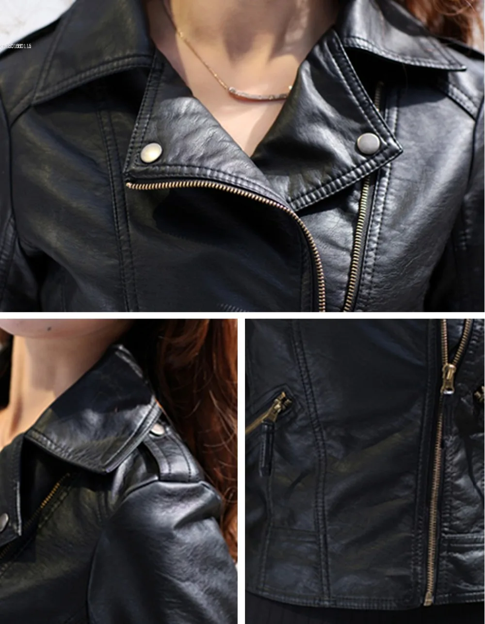 Женские кожаные блейзеры куртка пальто 2018 новая мода Осень-зима черное на молнии