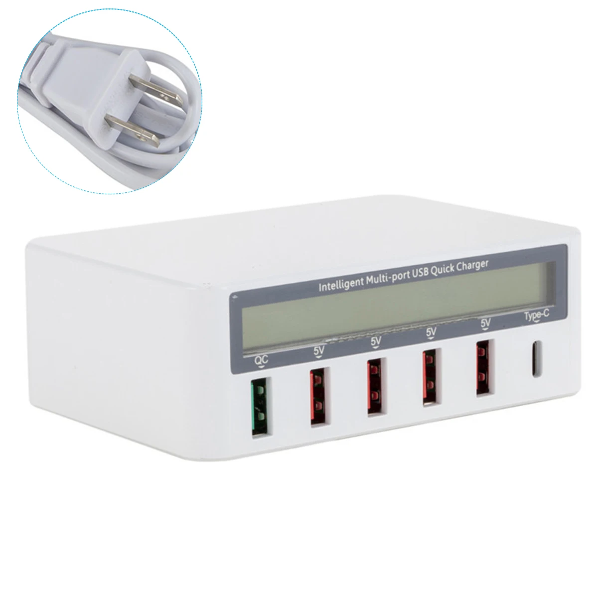 

Многопортовое USB-устройство для быстрой зарядки 3.0 Type-C зарядное устройство с ЖК-дисплеем напряжения тока умное быстрое зарядное устройство