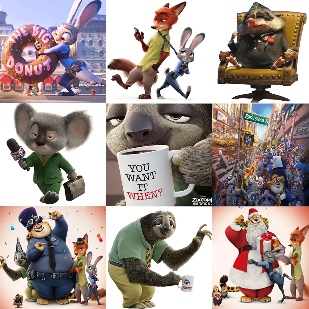 

Disney's New 5D DIY Diamond Painting Rhinestone Cross Stitch Kit "Crazy Zoo" Cartoon Animal Fox Mosaic Home Decoration Painting