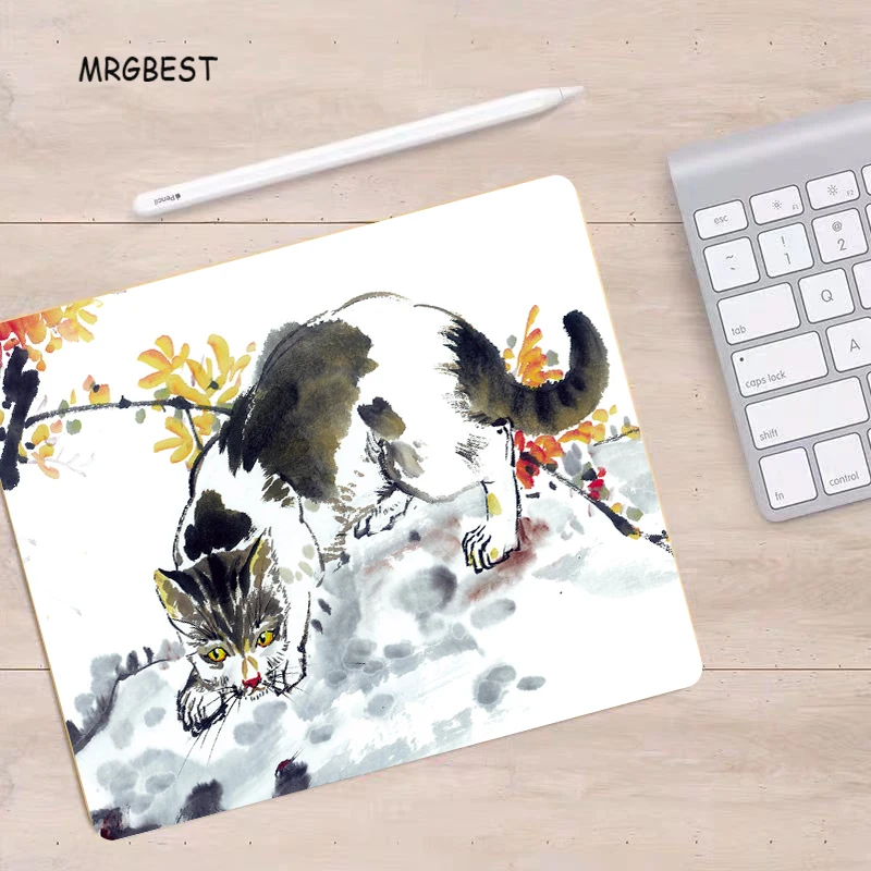 MRGBEST новый коврик для мыши с рисунком кота в китайском стиле 22x18 см натуральным