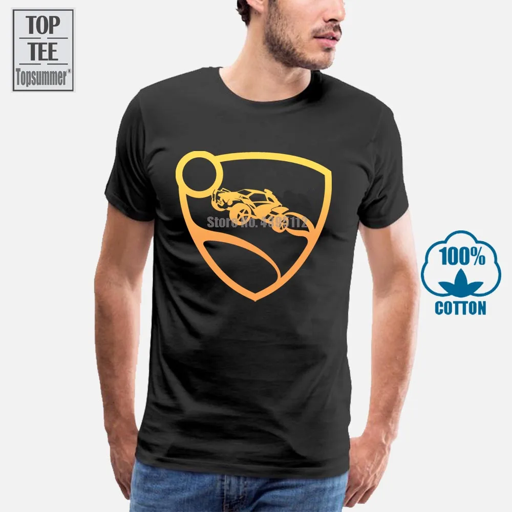 

Round Collar Short Sleeve Tee Shirts Rocket League Men'S Orange Pro Glow Premium T Shirt