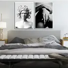 Черно-белый постер сексуальная женщина Ручная Картина на холсте фотография Декор для дома Настенная картина для галереи