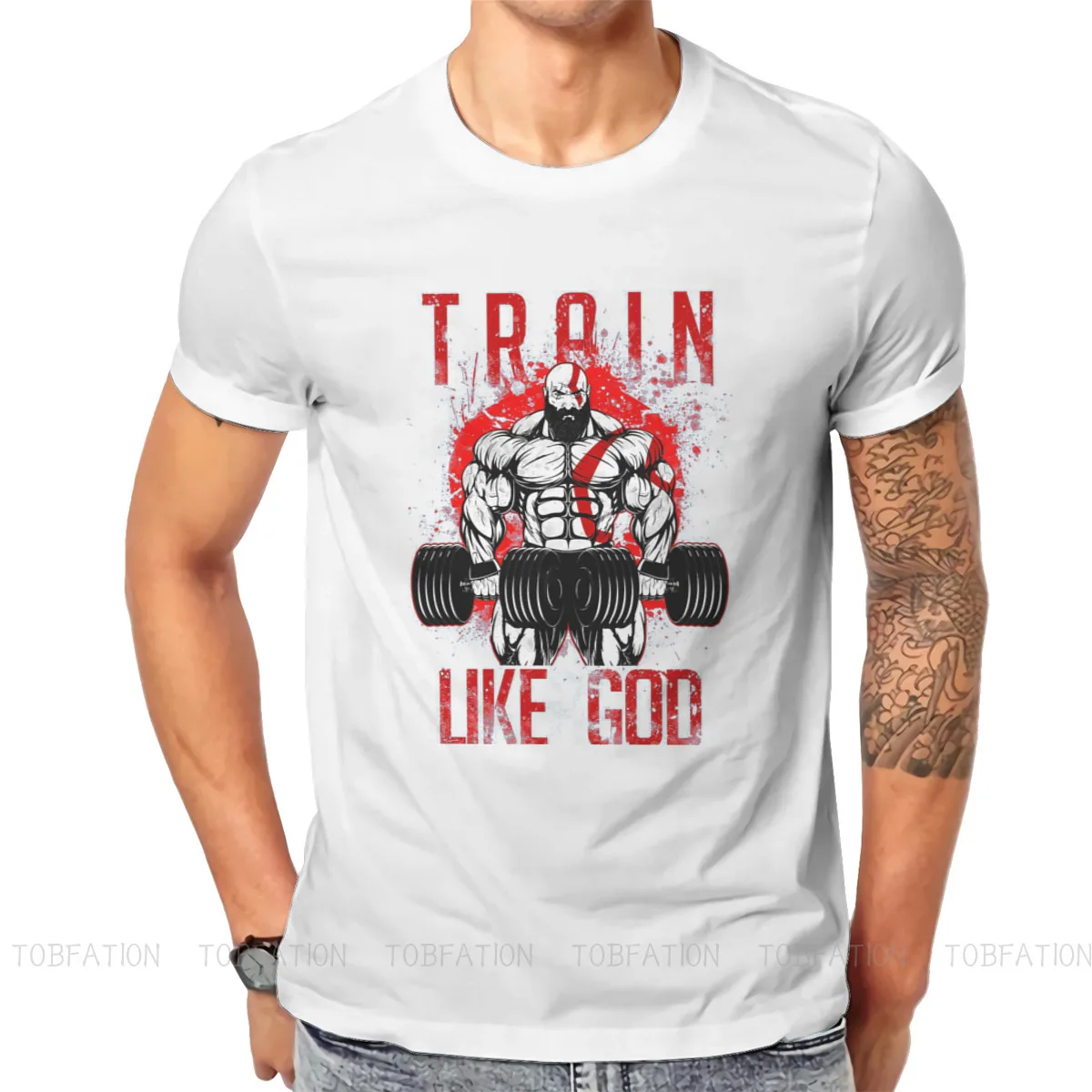 

TRAIN LIKE A GOD God of War Game T Shirt Vintage Teenager Graphic Oversized O-Neck TShirt Big sales Harajuku Men's Clothing