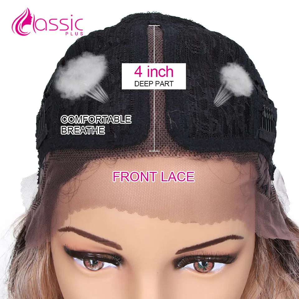 

Classic Plus 20 inch Synthetic Lace Front Wig for Black Women Straight Wig Ombre Purple Pink Teal Blue Heat Resistant Hair