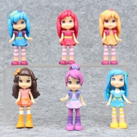 6 pcs lot 8cm polly pocket toy doll action figure strawberry princess doll cake micro landscape anime collection toys for kids