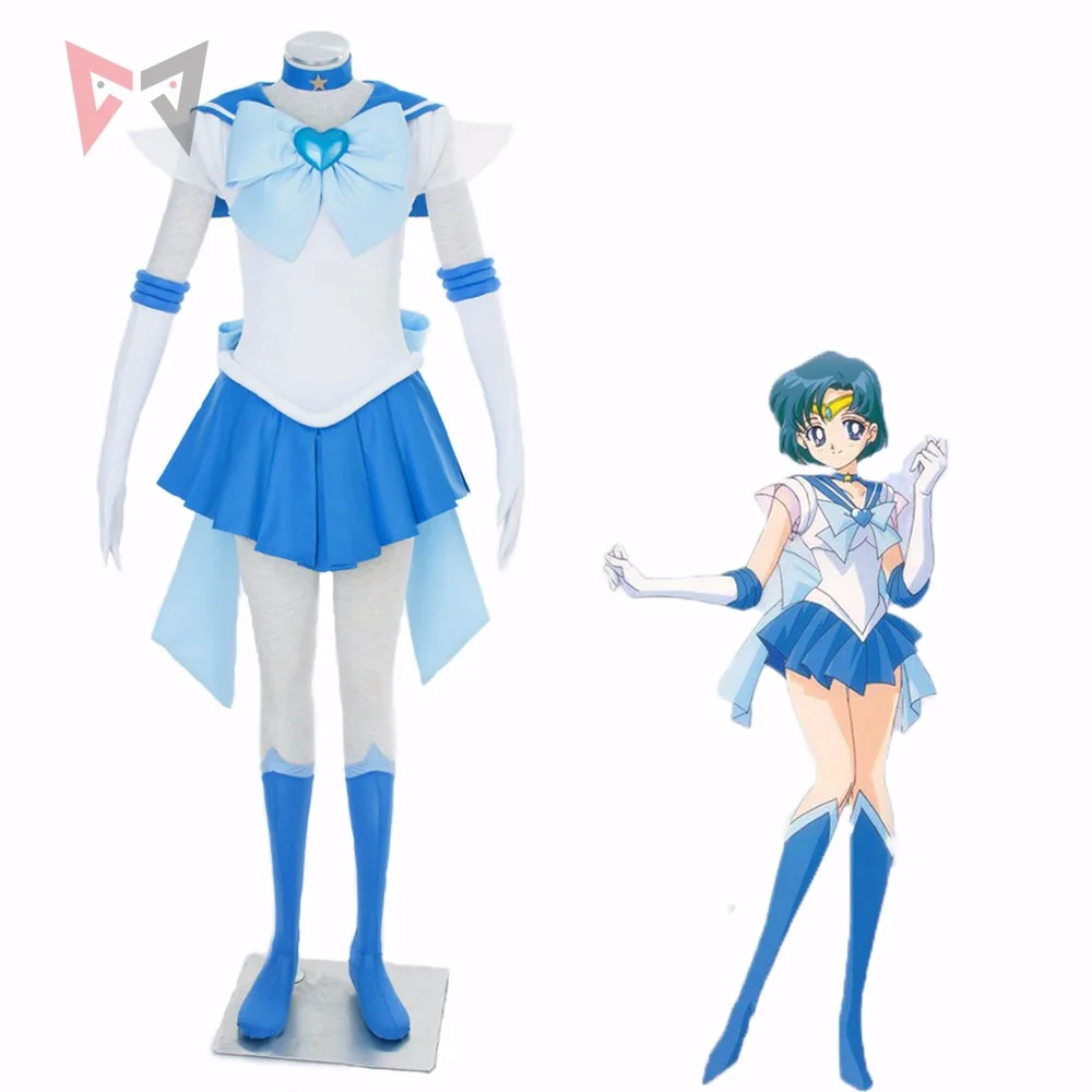 

MMGG Anime Sailor Mizuno Ami Sailor Mercury Super S Cosplay Costume Custom Made Any Size Dress High Quality