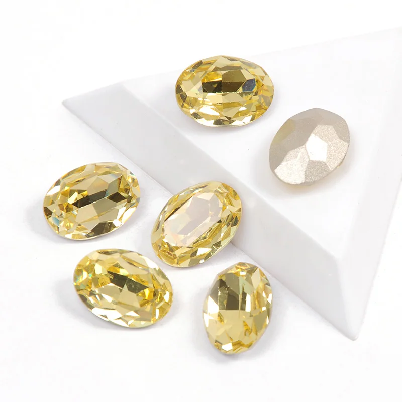 YANRUO 4120 Oval Jonquil Sewn Rhinestone Sewing Stones With Claws Frame Sliver Rhinestones Crystals For Needlework | Дом и сад