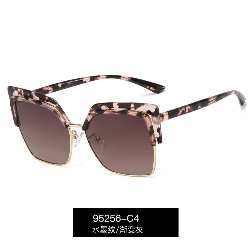 

Free shipping trend new large Frame Sunglasses Women's fashion half frame UV400 anti ultraviolet Sunglasses