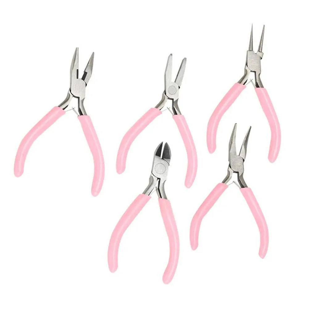 

5PCS Pliers Set Long Needle Flat Bent Nose Mini Pliers 4inch Manual hardware Tools for Craft Beading Repair Making Supplies