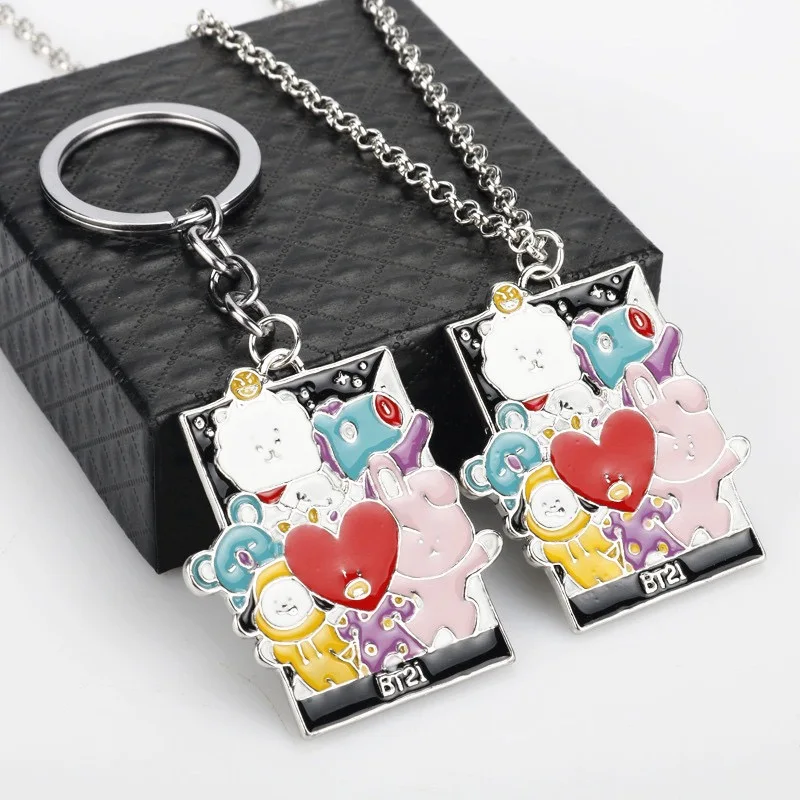 

JCBTSH Bulletproof Youth K-pop new cartoon cute and popular Bulletproof Youth Group necklace keychain car pendant two stylesbt21