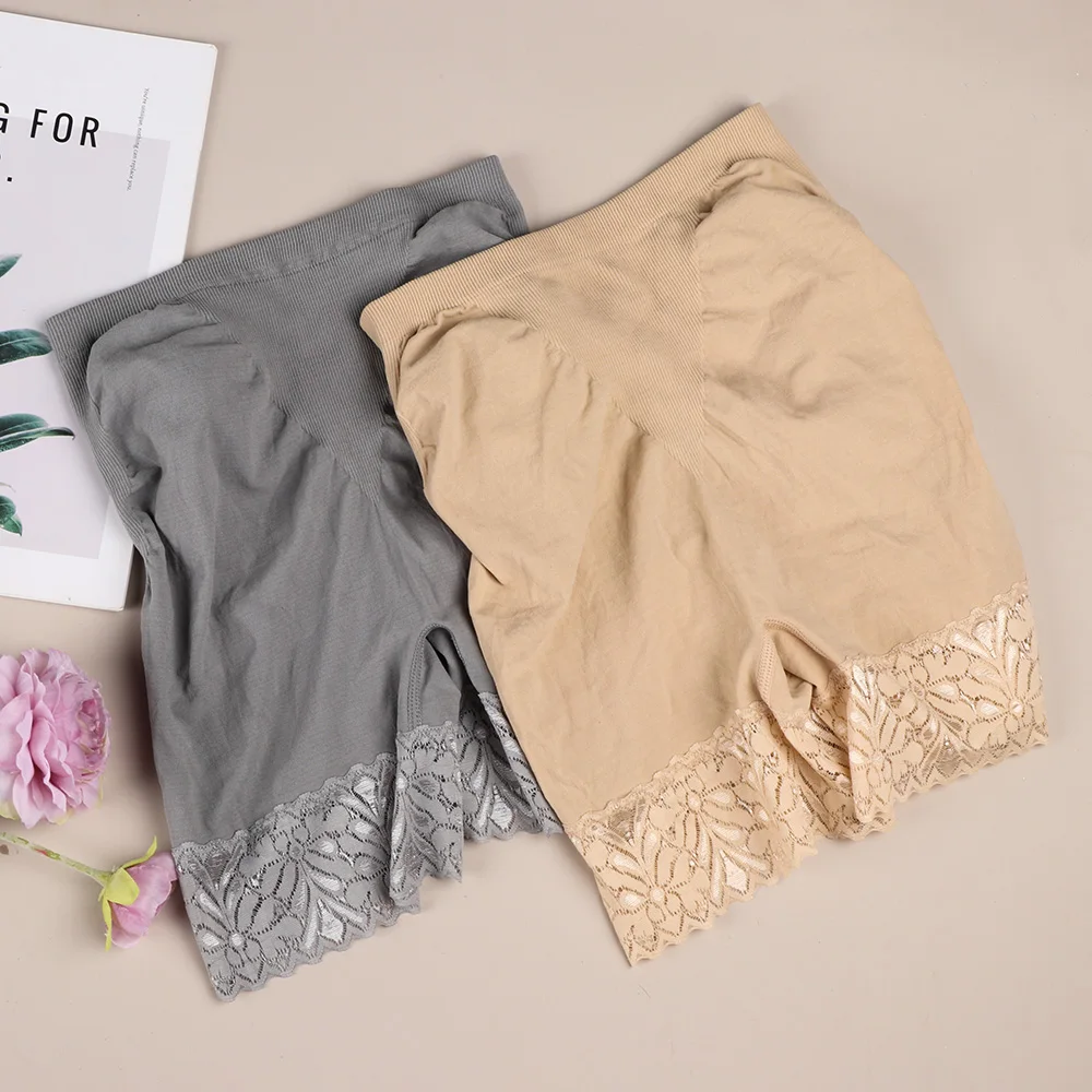 Women High Waist Lace Seamless Safety Pants Fashion Underwear Ice Silk Shorts Safety Slim Summer Beach Safety Pants