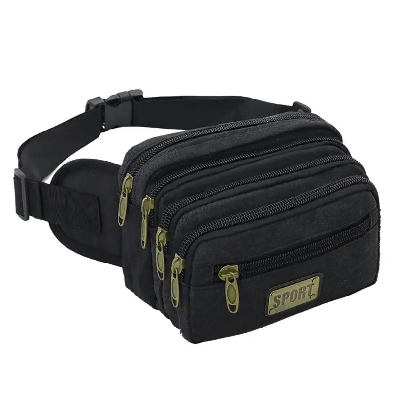Винтажная холщовая поясная сумка с несколькими карманами на бедрах для спорта и