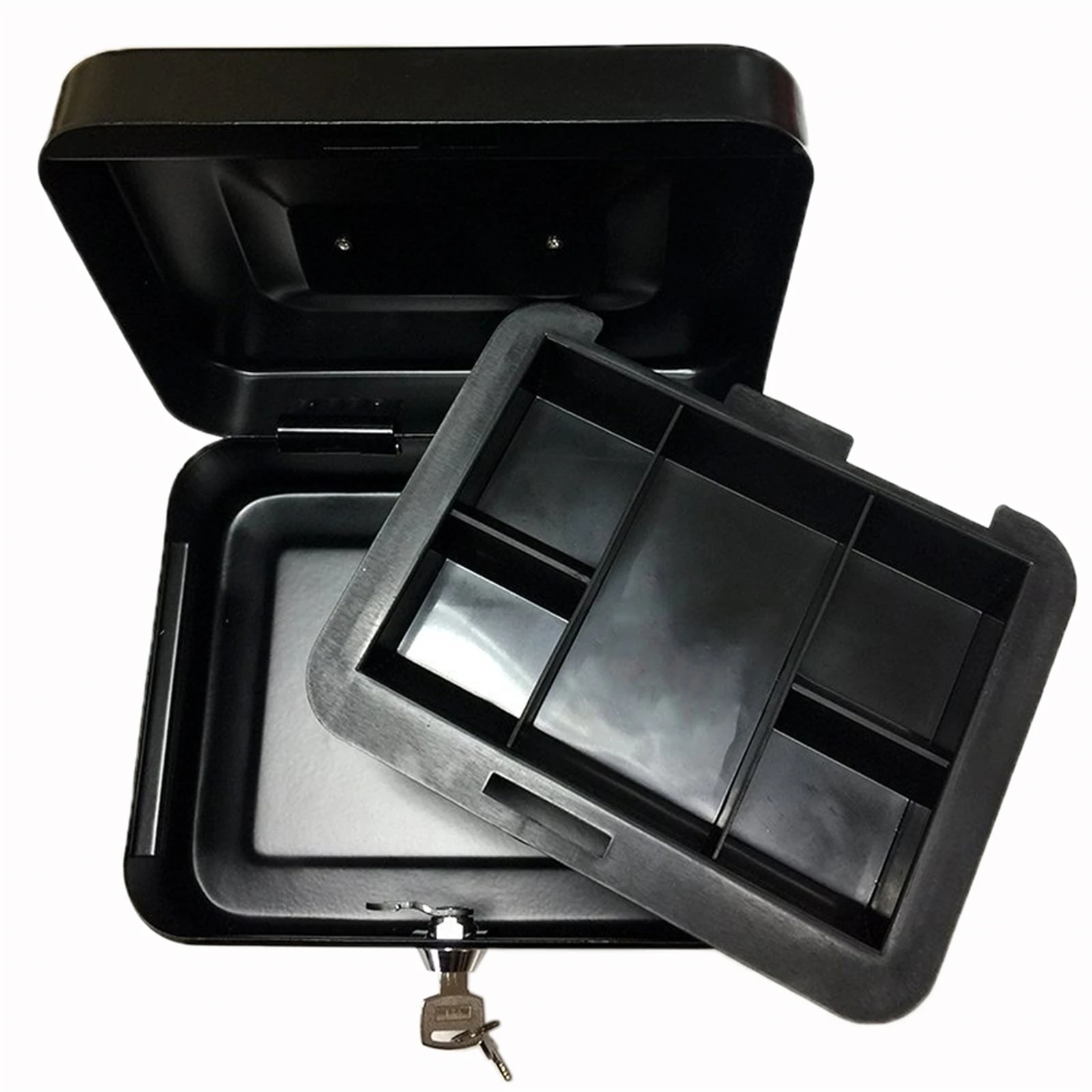 

Portable Stainless Steel Small Safe Box Cash Box Valuables Storage Box Black